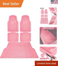 Heavy Duty Rubber Floor Mats Pink Car Mats Full Set With Trunk Cargo Liner - ...