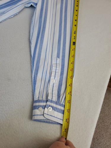 LL Bean Shirt Womens PS Blue Striped Button Up Long Sleeve Classic Coastal - Picture 15 of 15