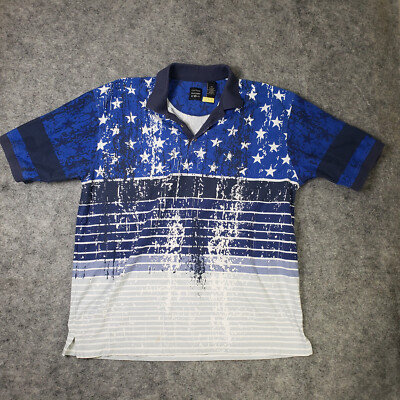 Vintage Cotton Traders Sport Shirt Mens 2XLarge Stars Patriotic Blue Y2K