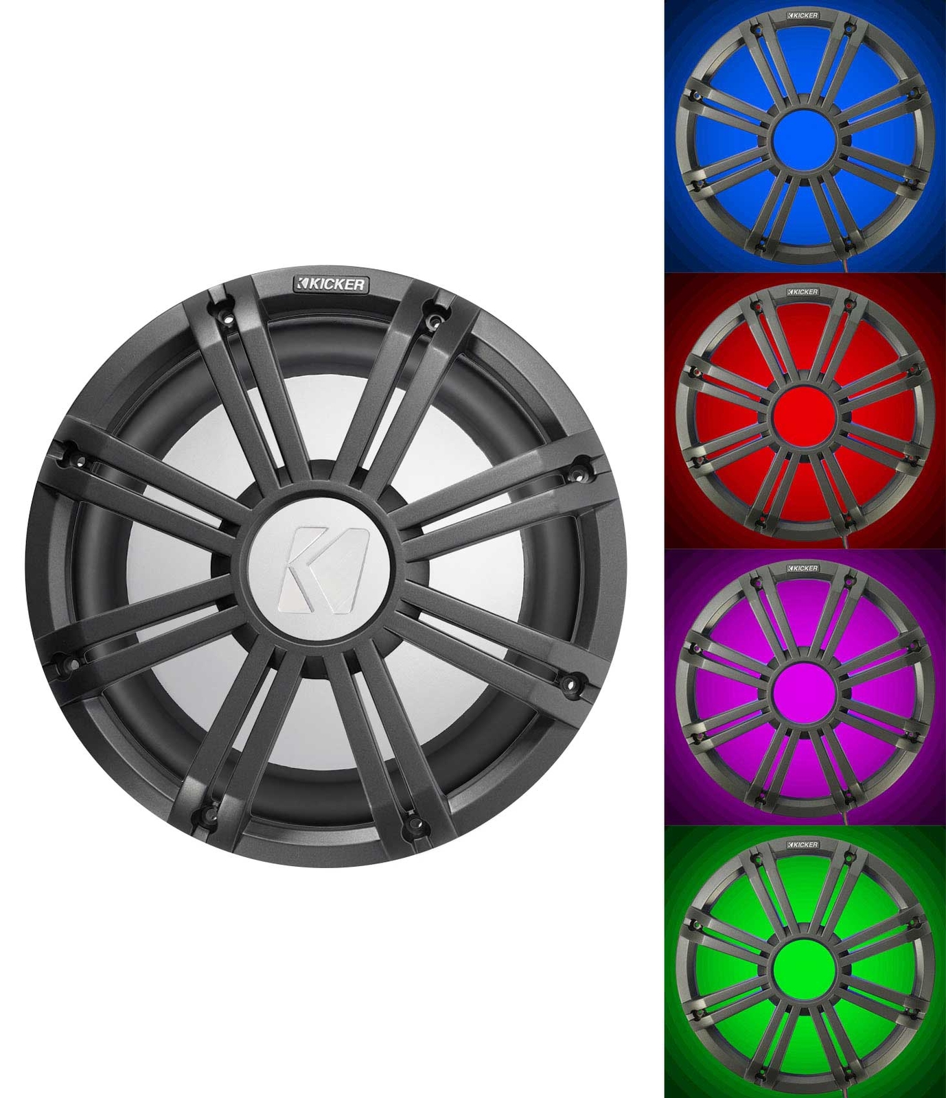 KICKER 45KM102 10 Сабвуфер для морских лодок мощностью 350 Вт Sub KM10 Угольная решетка радиатора со светодиодами 32890₽