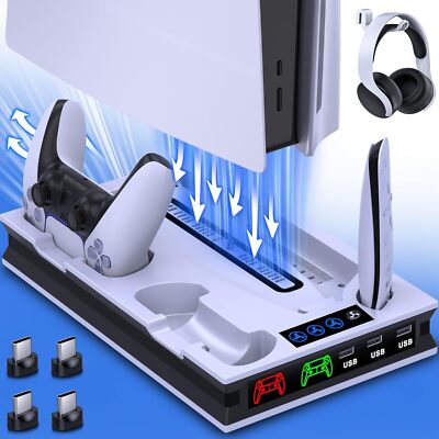 Für PS5/PS5 Digital Edition PS5 Controller Ladestation Vertical Stand mit Lüfter