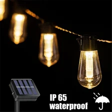 Outdoor Solar LED String Lights IP65 Waterproof Edison Bulb Vintage Garland