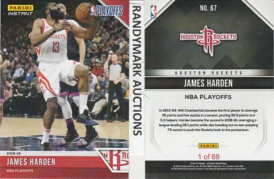 James Harden HOUSTON ROCKETS PANINI INSTANT 2018-19 NBA PLAYOFFS #67 x/68 SP