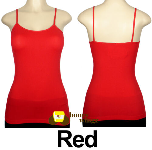 Ladies Women Basic Spaghetti Strap CAMI CAMISOLE TANK TOP Layering Plain Colors - Picture 20 of 39