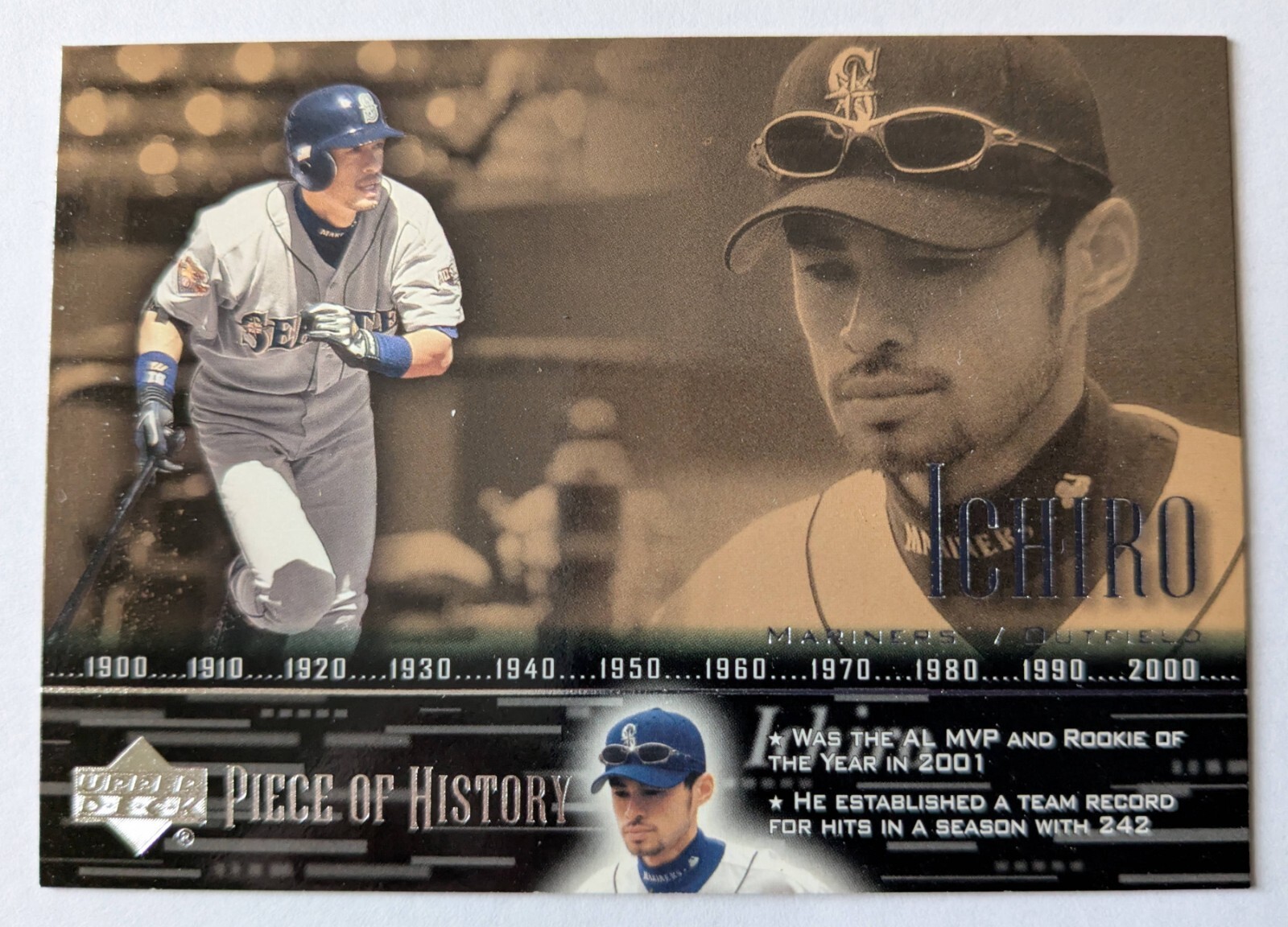 ICHIRO SUZUKI, 2002 UPPER DECK PIECE OF HISTORY #13, MARINERS