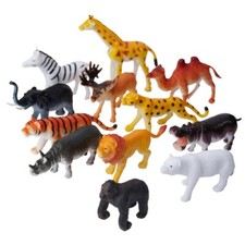 Bulk Lot of 24 Miniature Plastic Exotic Jungle Animals
