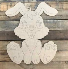 Unfinished DIY Wooden Easter Bunny Cutout