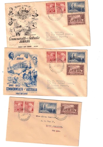 Australia 1951 Federation on FDCs,cds SOUTH JOHNSTONE Qld  etc    (3)