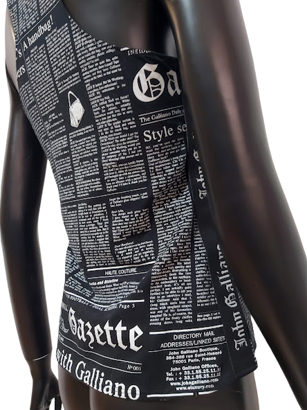 ❤️John Galliano Gazette Newspaper Logo Tank Top ,Black,new