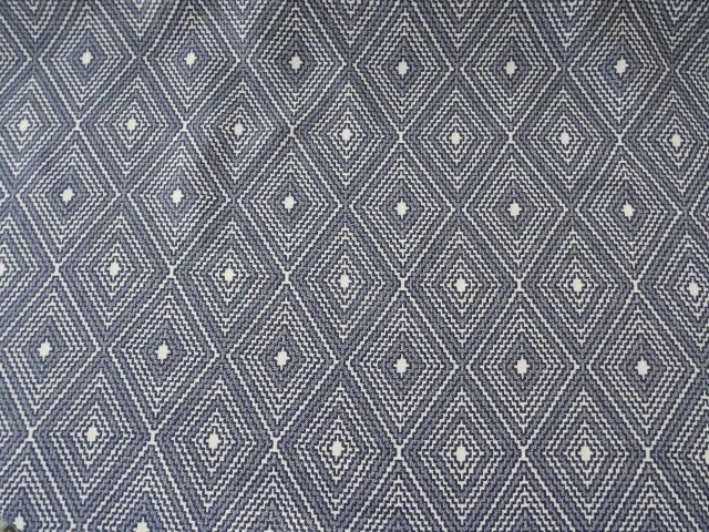DESIGNER WOVEN DIAMOND INDIGO BLUE GEOMETRIC UPHOLSTERY FABRIC BTY $24.99/YD - Image 2 of 4