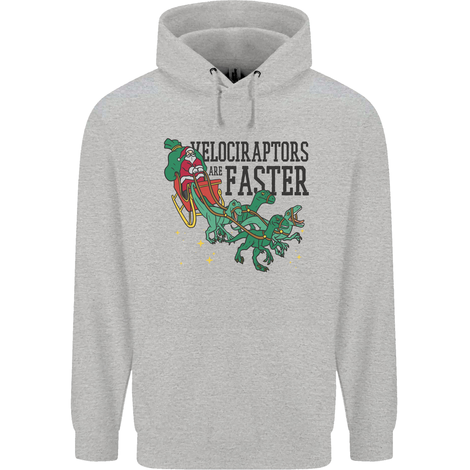 Christmas Velociraptors are Faster Dinosaur Mens 80% Cotton Hoodie