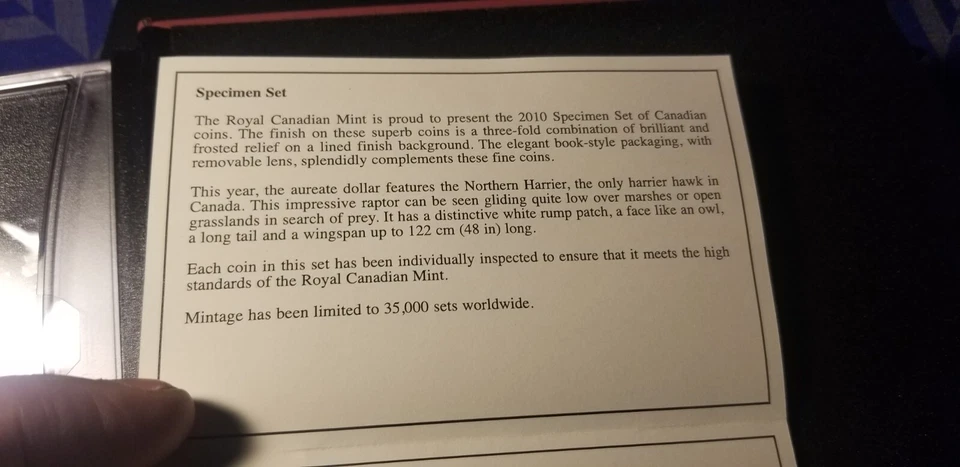 2010 Canada Specimen Set Having Rare Northern Harrier Loon And Magnetic Penny. - Image 4 of 4