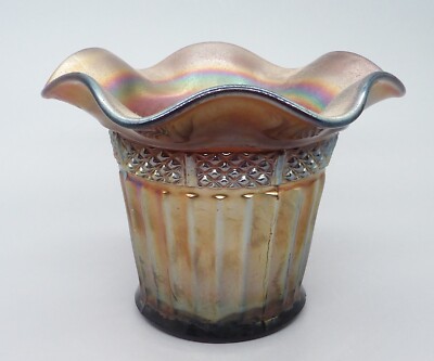 Antique/Vintage Northwood Carnival Glass Vase Hat Lustre Flute Amethyst