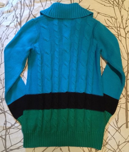 GYMBOREE Fancy Dalmatian CARDIGAN Sweater 10/12 Turquoise Black VGC - Picture 3 of 3