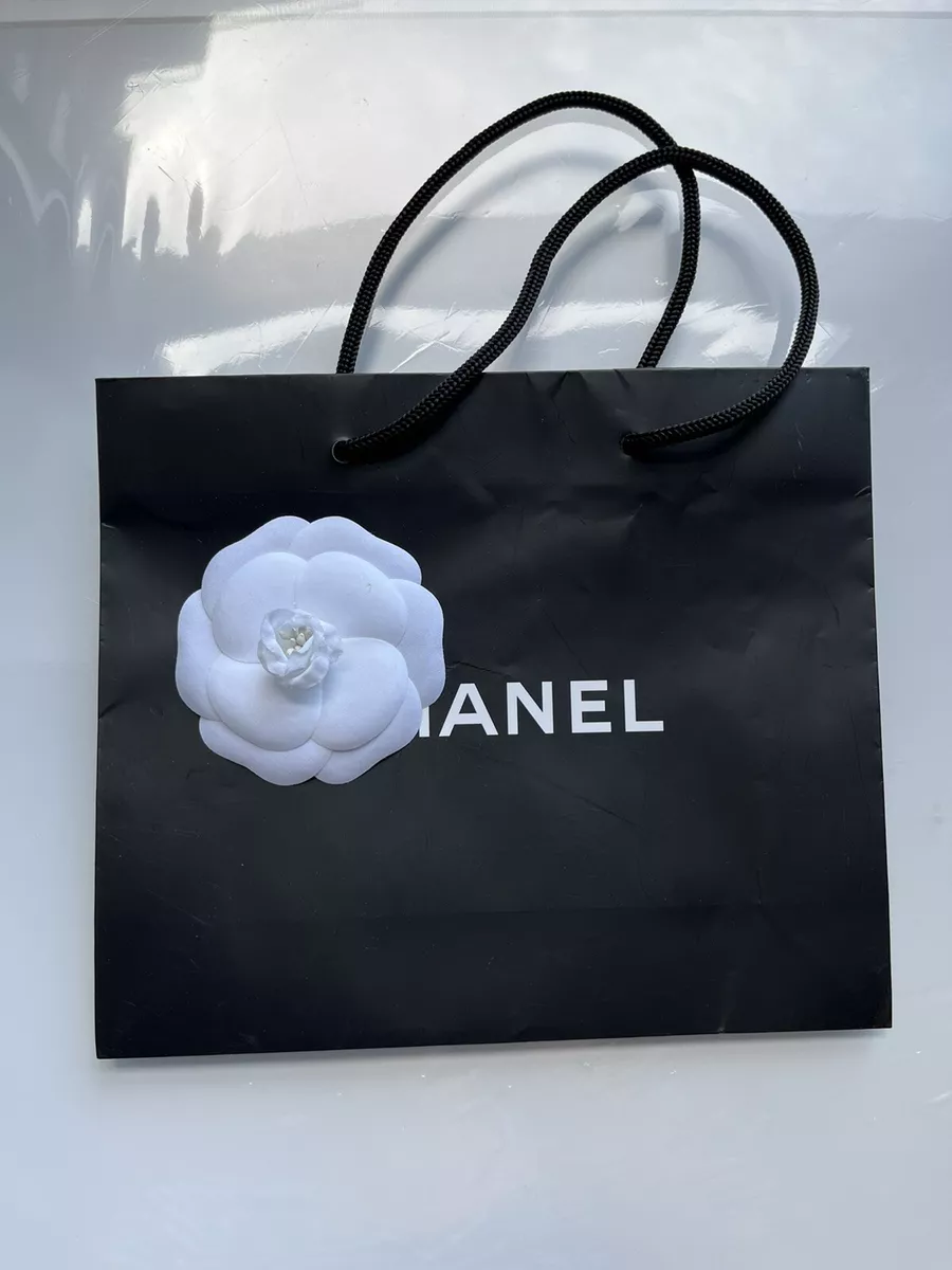 Chanel Gift Shopping Bag & Camellia Flower Black 8.5”x 7”x 2.5”