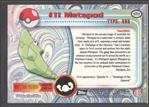 #11 Metapod | 1999 Pokémon TV Anime S1 | EX | Black Logo - Bild 2 von 2