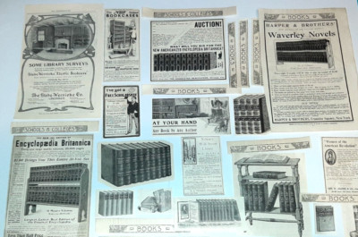 Antique Print Ads 1899-1905 BOOKS Library Novels Graphics Typography LOT