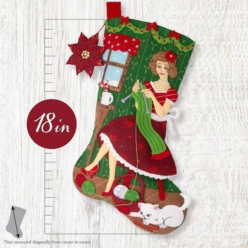 Bucilla 18" Felt Christmas Stocking Kit - Holiday Knitting 89725E - Picture 2 of 3