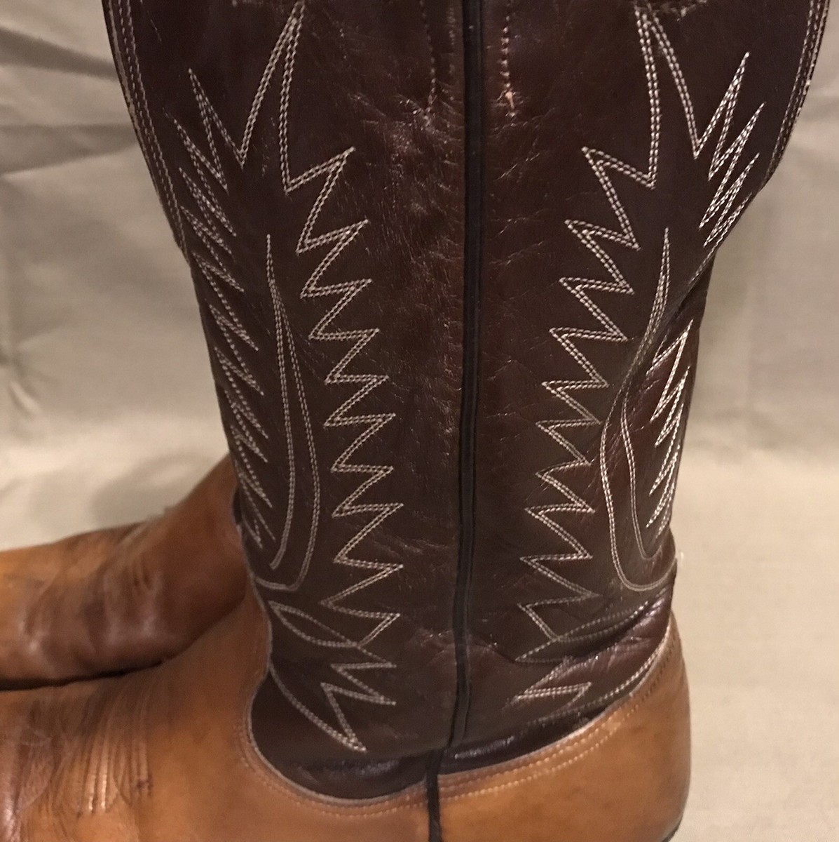 Bottes Cow-boy Nocona Homme 10 D – Cuir Marron Brodé, USA