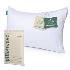 ComfyDown Pillowcase, 100% Cotton, 400-TC, Zipper Closure - Made in USA