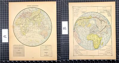 1887 Original Color Map:  EASTERN HEMISPHERE (also Chart of Comparative Areas)