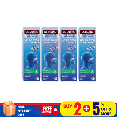 4 X BETADINE Adult Cold Defence Nasal Spray 20ml Helps Stop Colds Early