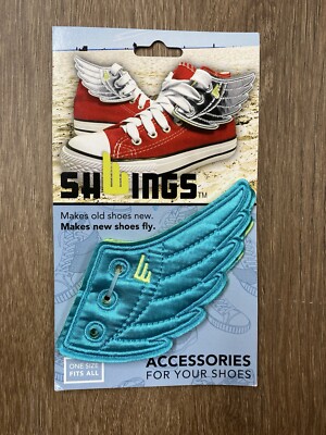 Teal Blue-Green SHWINGS Wings Shoes Accessory Charm Lace-Up *Discontinued* Foil
