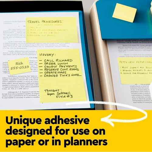 Post-it Notes, 3x3 In, 12 Pads, Canary Yellow, Clean Removal, Recyclable - Picture 4 of 9