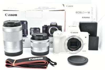 Canon EOS Kiss M White W Lens 15-45mm 55-200mm Silver 432040 Canon EOS Kiss M White W Lens 15-45mm 55-200mm Silver 432040