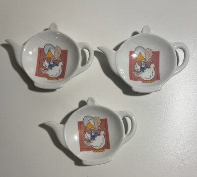 George Good Fabrizio Teapot Shaped Tea Bag Spoon Rest Country Goose Vtg 1985