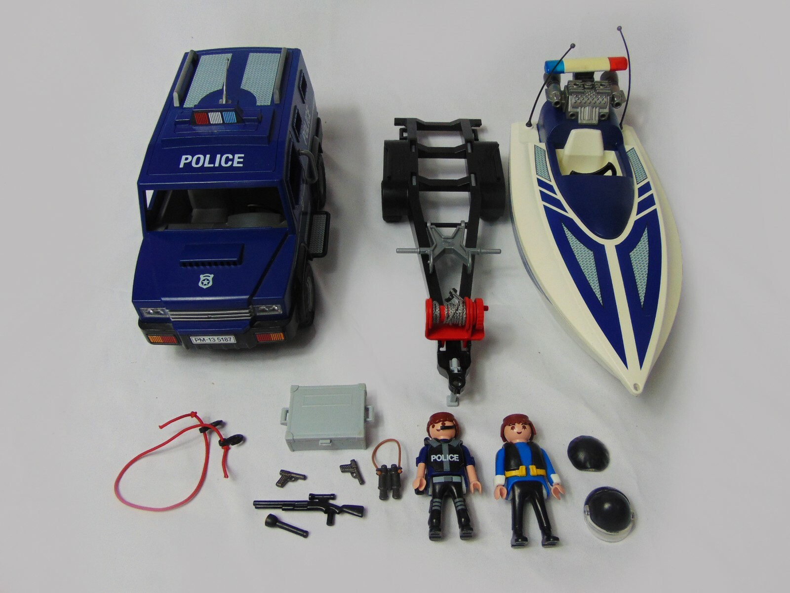 playmobil police truck with speedboat