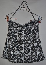 MOSSIMO Gray White Patterned Tankini Top Swimsuit Size S