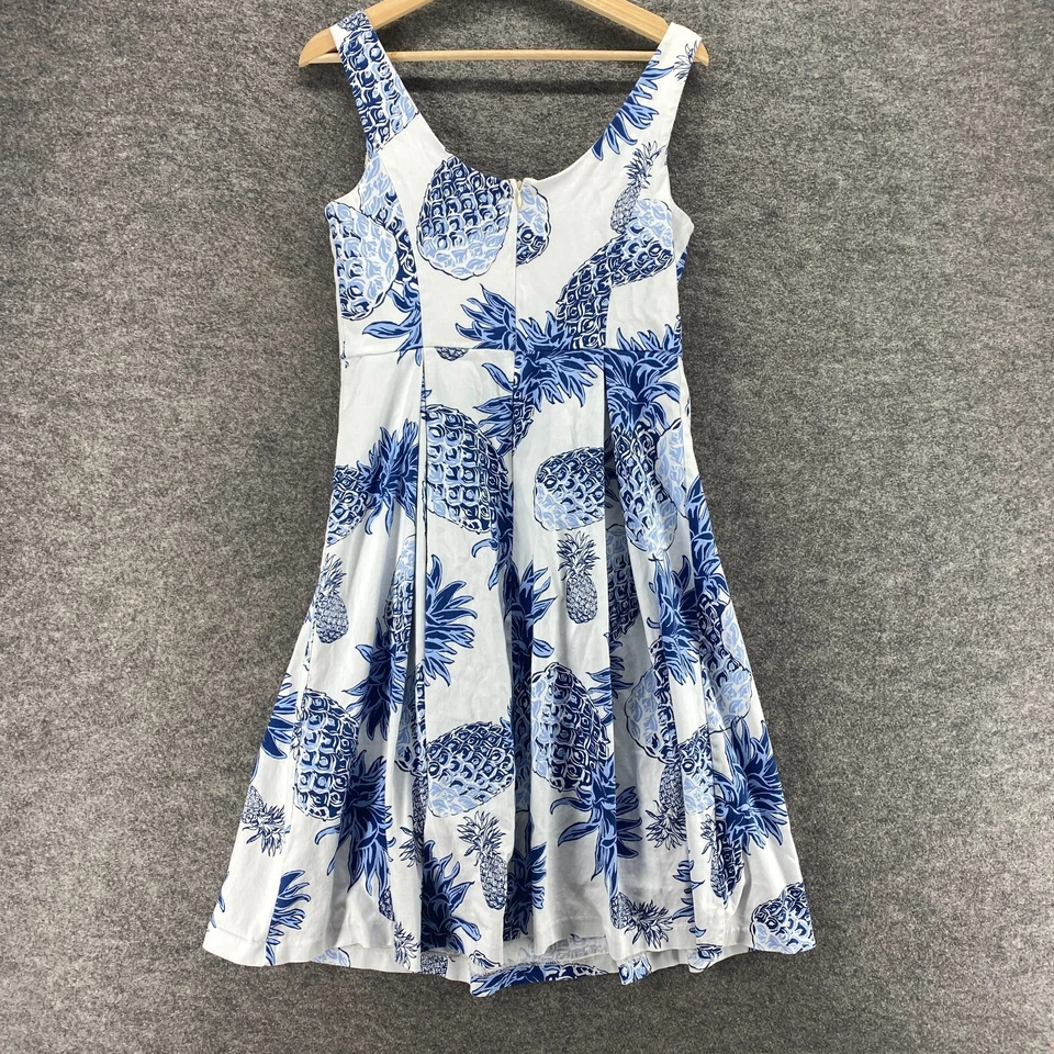 Vestido Chetta B Mujer 10 Blanco Estampado Piña Funda Midi Cremallera Forrada Algodón Foto 2 de 4