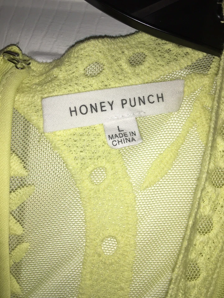 Nuevo sin etiquetas Mameluco Boho de Encaje Honey Punch Color Amarillo Talla Grande Foto 4 de 4