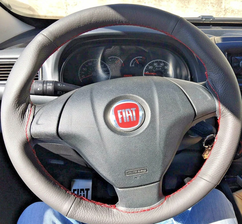 Cubierta de volante de cuero genuino para Fiat Grande Point EVO - Imagen 1 de 3