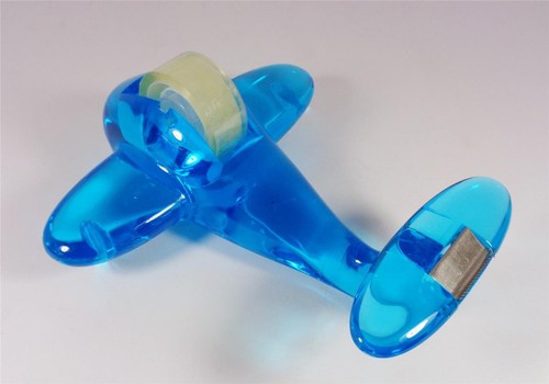 BLUE ACRYLIC PLANE TAPE DISPENSER DESKTOP AIRPLANE PILOTS DESK AVIATION ARTWORK - Picture 2 of 5