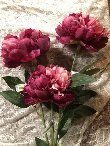 NWT Lot of 3 Ashland 26" Pink Fuchsia Artificial Peony Stem Silk Flowers 6 In - Picture 6 of 11