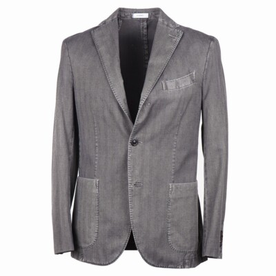 Boglioli Gray Herringbone Washed Cotton 'K Jacket' Sport Coat 38R (Eu 48)  NWT