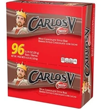Carlos V / Candy Bars By Nestle 0.70 oz each bar / box of 96 pieces