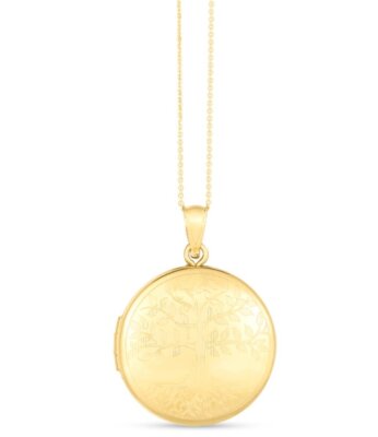 14k Gelbgold Lebensbaum rundes Medaillon ANHÄNGER 18'' Halskette 4,2 gr 20mm