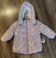 Girl's Pink Iridescent Puffer Jacket - Size 18m