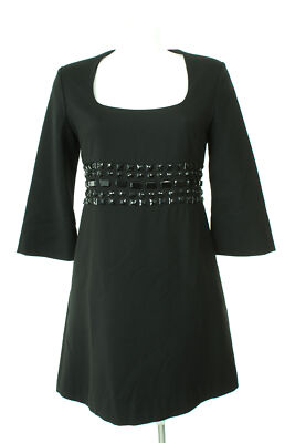 HALLHUBER trend Kleid Dress Robe Wolle Seide Damen Gr. DE 36 in Schwarz