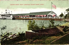 Cedar Point Boat Landing Steamer Pavilion Ohio Divided Postcard c1907-09