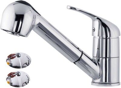 UKing Waschbecken Armatur herausziehbarer Brause, 2 Strahlarten, 360° schwenkbar