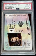 2018 Panini Prestige NFL Passport Josh Allen #PPJA Rookie Insert PSA 10 Wyoming