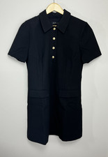 J Crew Parc Dress in Four Season Stretch 12 Black Gold Buttons Tailored A Line