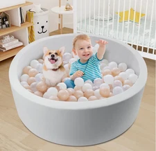 Foam Ball Pit for Toddlers Soft Round Baby Playpen Ball Pool for Kids 35.4"x 11.