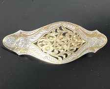 Made in France Gold Tone Metal Barrette Hair Clip Women Art Deco Look