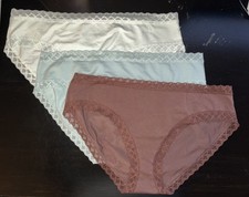 NEW  60 NATORI 156058 BLISS COTTON BLEND GIRL BRIEFS UNDERWEAR 3 PAIRS SZ XL