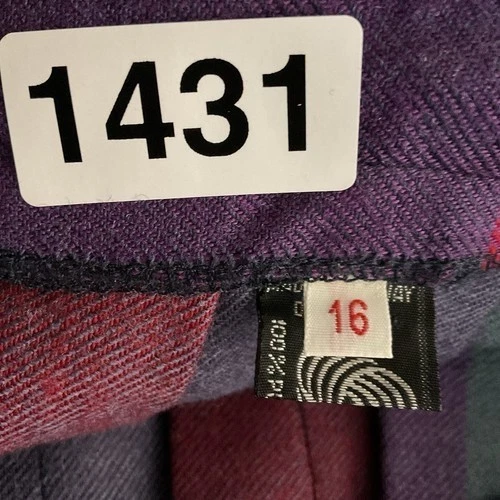 Falda plisada a cuadros azul/rojo tartán 100 % lana Boundary Waters de colección para mujer talla 16 Foto 3 de 4